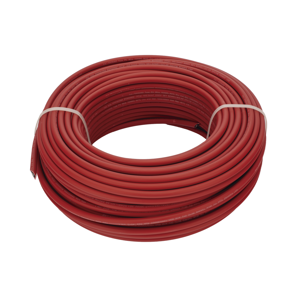 Cable Fotovoltaico Rojo / Cobre Estañado / 6 mm² (10 AWG) / 2000V / Rollo 50m / UL 4703 y TUV - Imagen 2
