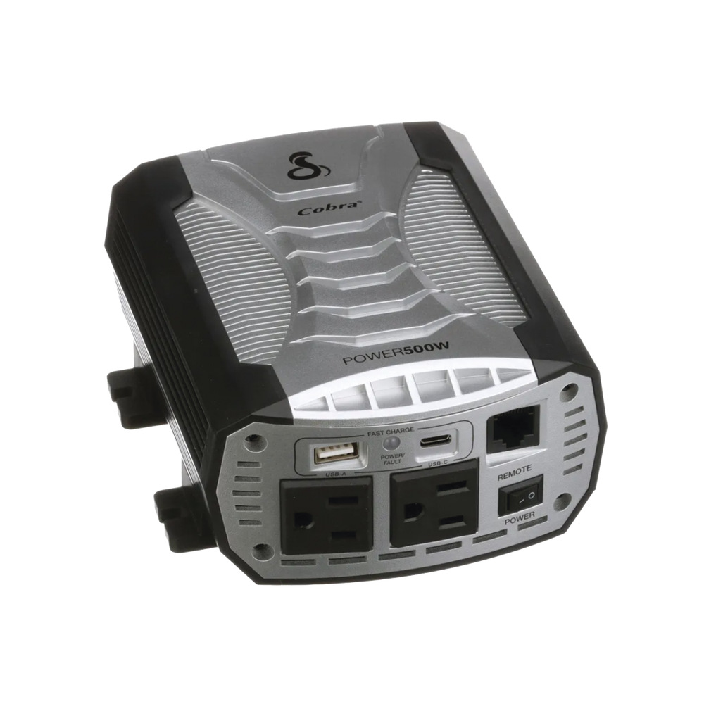 Inversor de Potencia / 500W Continuos / 1000W Pico / 2 Salidas AC GFCI / USB-A y USB-C Carga Rápida / Protección Pentagon / 12V DC a 115V AC