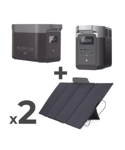 Kit de Estación de Energía Portátil 2048Wh + Batería Externa 2048Wh + 2 Paneles Solares Flexibles 400W (4096Wh, 800W Totales)