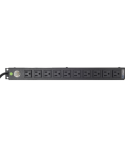 Multicontacto Horizontal (PDU) de 10 Contactos (NEMA 5-15R) Rack 19" 1UR. Voltaje Entrada/Salida: 120Vca/15A