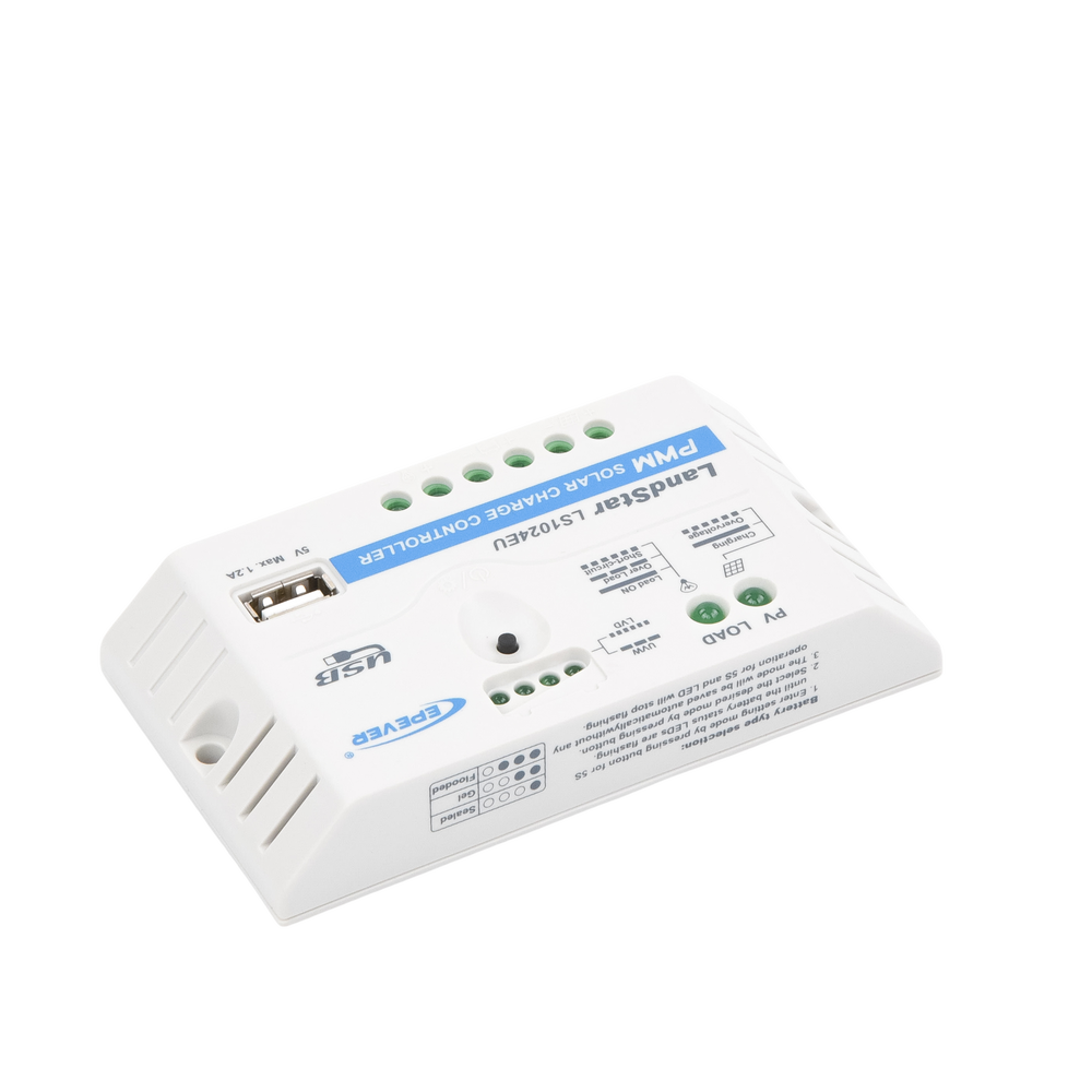 Controlador Solar PWM / 10A / 12/24V / Puerto USB / Indicadores LED / Tierra Positivo Común - Imagen 4