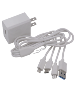 Cargador de pared USB de 5 Vcc 2A / Multi-puertos / USB-C / Micro USB / Tipo C / Lightning (iPhone) / Extensión de cable 1.2 metros - Imagen 2