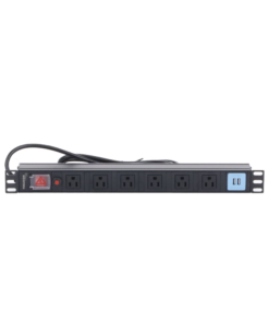 Tomacorriente Horizontal (PDU) de 6 contactos (NEMA 5-15R) + 2 USB para instalación en Rack de 19", 1UR, 125 Vca/ 15 A (THE0040091001001) - Imagen 2