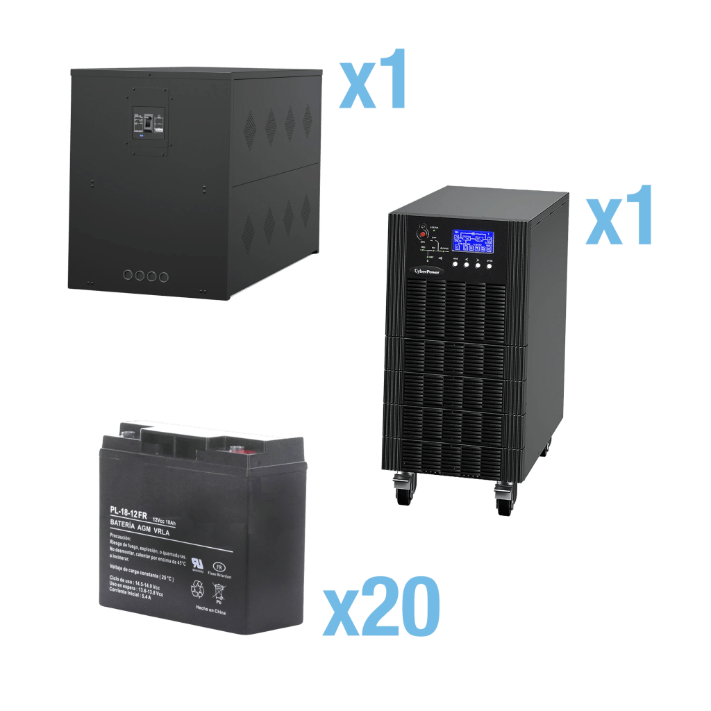 UPS Trifásico de 15 kVA/15 kW, Topología Online Doble Conversión, Voltaje de 208/220 Vca de L-L, Respaldo de 5 Minutos al 100% de Carga, Incluye Módulo y Banco de Baterías