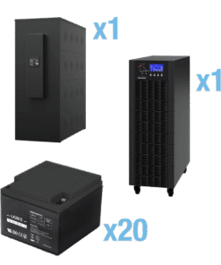 UPS Trifásico de 20 kVA/18 kW, Topología Online Doble Conversión, Voltaje de 208/220 Vca de L-L, Respaldo de 5 Minutos al 100% de Carga, Incluye Módulo y Banco de Baterías