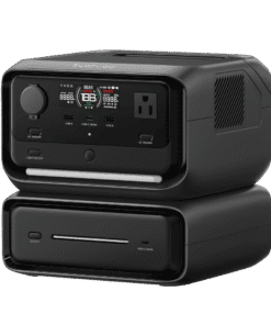 Generador portátil de energía solar con pantalla digital y múltiples puertos USB para carga rápi.
