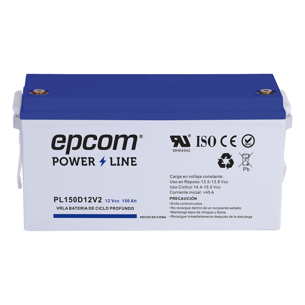 Batería de respaldo 12 V 150 Ah AGM | Certificada UL94-HB Retardo a la flama básica | Ciclo profundo | Para uso en aplicaciones fotovoltaicas y de emergencia | Terminales T5